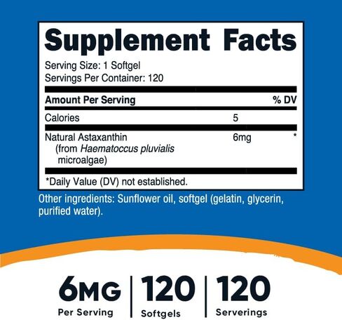 Nutricost Astaxanthin 6mg, Non-GMO and Gluten Free, 120 Softgels (4 Month Supply) in Saudi Arabia