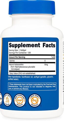 Nutricost Astaxanthin 6mg, Non-GMO and Gluten Free, 120 Softgels (4 Month Supply) in Saudi Arabia