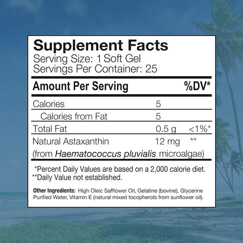 Nutrex Hawaii, BioAstin Hawaiian Astaxanthin 12 مجم، يعزز المناعة ويدعم صحة العين والجلد والمفاصل، 50 قطعة in Kuwait