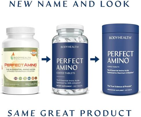 BodyHealth PerfectAmino (150 ct) أقراص سهلة البلع، مكمل للأحماض الأمينية الأساسية مع BCAAs، بروتين نباتي لمرحلة ما قبل / بعد التمرين واستعادة العضلات مع ليسين، تريبتوفان، ليوسين، ميثيونين in Kuwait