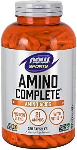 NOW Sports Nutrition, Amino Complete™، مزيج البروتين مع 21 أمينو وB-6، 120 كبسولة نباتية in Kuwait