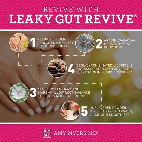 Dr. Amy Myers Revive Powder for Leaky Gut Repair – L Glutamine Powder to Reduce Symptoms Like Constipation, IBS, Diarrhea, Bloating – Plant Based Supplement to Maintain A Healthy Gut Lining in Saudi Arabia