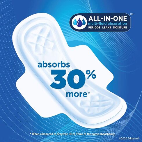 ستاي فري فوط ماكسي طويلة للغاية مع اجنحة للنساء، حماية موثوقة وامتصاص الدورة الشهرية الانثوية، 45 قطعة in Kuwait