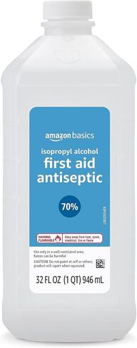 Amazon Basics 70% Isopropyl Alcohol First Aid Antiseptic for Treatment of Minor Cuts and Scrapes, Unscented, 32 Fl Oz (Pack of 2) (Previously Solimo) in Saudi Arabia