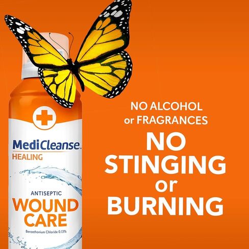 MediCleanse First Aid Sterile Saline Wound Wash, Promotes Healing, No Stinging or Burning, 7.4 oz Spray Can - Made in USA in Kuwait