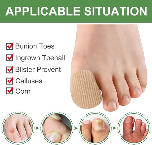 Welnove 10Pack Toe Caps Closed Toe Surface Fabric Sleeve Protectors with Gel Lining, Prevent Pain Relief for Corns, Blisters and Ingrown Toenails (Size Large + Size Medium) in Saudi Arabia