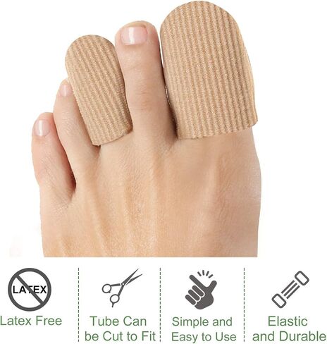 Welnove 10Pack Toe Caps Closed Toe Surface Fabric Sleeve Protectors with Gel Lining, Prevent Pain Relief for Corns, Blisters and Ingrown Toenails (Size Large + Size Medium) in Saudi Arabia