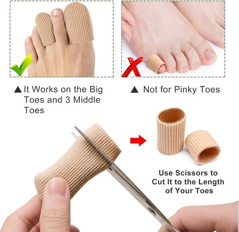 Welnove 10Pack Toe Caps Closed Toe Surface Fabric Sleeve Protectors with Gel Lining, Prevent Pain Relief for Corns, Blisters and Ingrown Toenails (Size Large + Size Medium) in Saudi Arabia