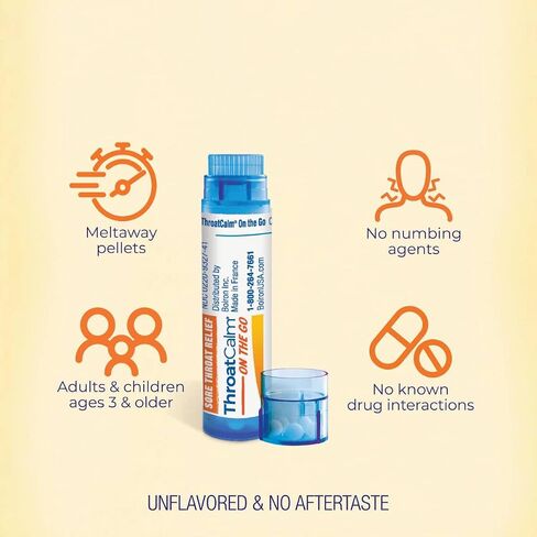 Boiron ThroatCalm أثناء التنقل لتخفيف الآلام الناتجة عن اللون الأحمر والجاف والخدش والتهاب الحلق وبحة في الصوت - عدد 2 (160 حبة) in Kuwait