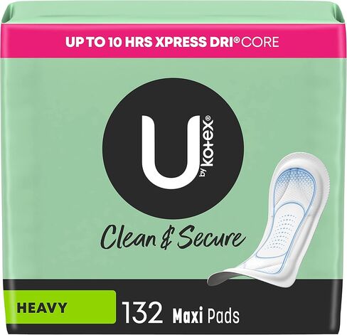 فوط U من Kotex Security Maxi النسائية، شديدة الامتصاص، غير معطرة، 132 قطعة (3 عبوات من 44) (قد تختلف التعبئة) in Saudi Arabia