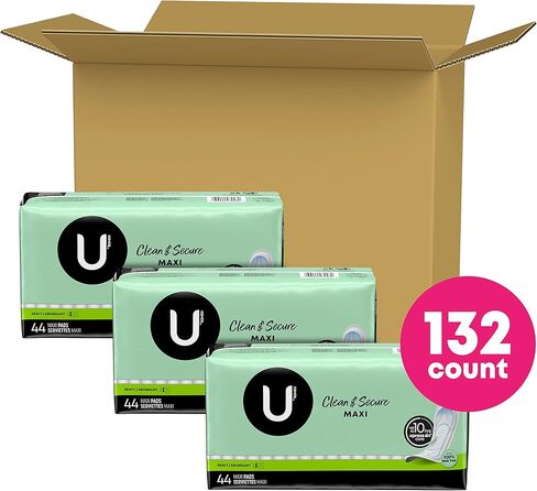 فوط U من Kotex Security Maxi النسائية، شديدة الامتصاص، غير معطرة، 132 قطعة (3 عبوات من 44) (قد تختلف التعبئة) in Saudi Arabia