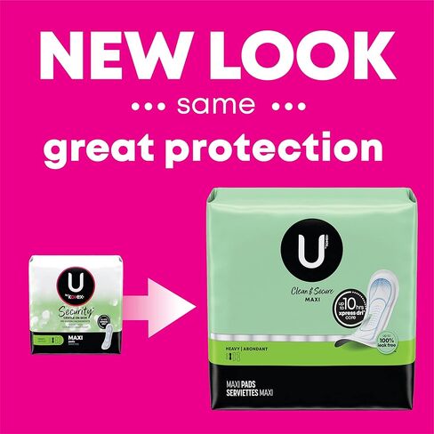 فوط U من Kotex Security Maxi النسائية، شديدة الامتصاص، غير معطرة، 132 قطعة (3 عبوات من 44) (قد تختلف التعبئة) in Saudi Arabia