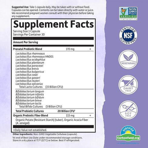 Garden of Life - Dr. Formulated Probiotics Once Daily Prenatal - Acidophilus and Bifidobacteria Probiotic Support for Mom and Baby - Gluten, Dairy, and Soy-Free - 30 Vegetarian Capsules in Saudi Arabia