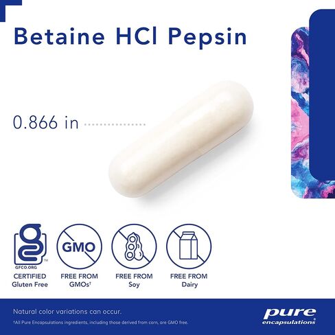 Pure Encapsulations Betaine HCl Pepsin - Digestive Enzymes Supplement for Digestion Aid & Support, Stomach Acid & Nutrient Absorption* - with Betaine HCl Pepsin - 250 Capsules in Saudi Arabia
