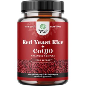 Red Yeast Rice with CoQ10 Supplement - Extra Strength Red Yeast Rice 1200 mg. Capsules with CoQ10 100mg Per Serving - Heart Health Supplement 3rd Party Tested Vegan Non-GMO & Citrinin-Free (1 Month)