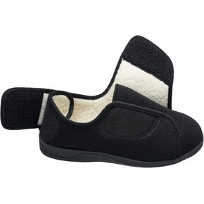 Happy Touch Men's Multi Adjustable Wide and Extra Wide 80-D Memory Foam Diabetic Slippers for Swollen Feet, Edema, Arthritis, Elderly Indoor/Outdoor