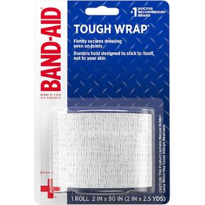 Band-Aid Brand of First Aid Products Tough Wrap Self-Adhesive Bandage Wrap, Elastic & Water-Resistant for Minor Wound Care & Dressing, Flexible Fabric, Lightweight, Durable, 2 in by 2.5 yd