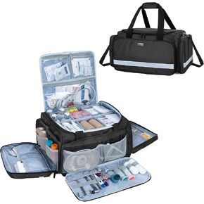 Trunab First Responder Bag Empty, Professional Medical Supplies Bag First Aid Kits Bag with Inner Dividers for Home Health Nurse, Community Care, EMT, EMS, Bag Only, Black - Patented Design in Saudi Arabia