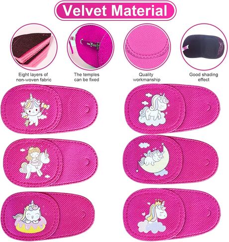 Eye Patches for Kids Girls Boys,6 Pcs Styles Eye Patch for Glasses Kids Reusable Eye Patch for Treating Lazy Eye Amblyopia Strabismus (Left Eye, Blue Transportation) in Kuwait