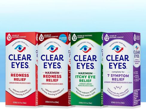 Clear Eyes Redness Eye Relief Eye Drops, Relieves Redness & Calms Irritation, 0.2 Fl Oz in Kuwait