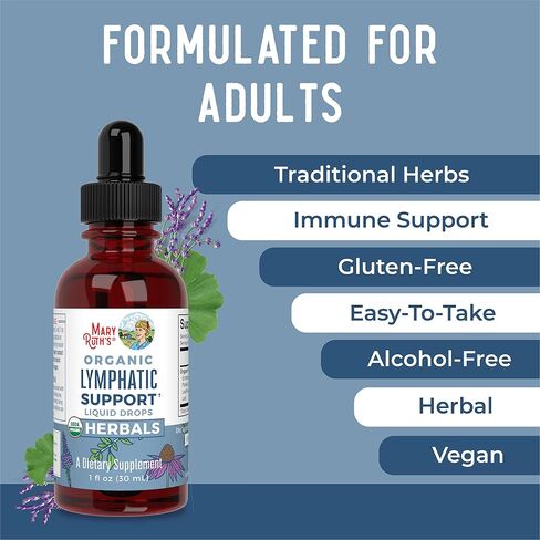 قطرات دعم التصريف اللمفاوي من MaryRuth | تطهير عضوي من وزارة الزراعة الأمريكية مع إشنسا وبيلسان للمناعة والدفاع | مضاد للأكسدة | نباتي | غير معدل وراثيًا | 30 حصة in Saudi Arabia