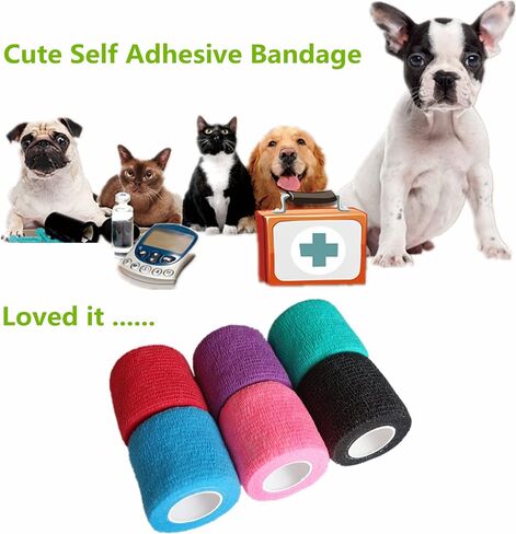 6 عبوات من Baisunt، شريط لاصق ذاتي اللصق بطول 5 سم، شريط مطاطي ذاتي الالتصاق للطبيب البيطري قابل للتنفس للمعصم والكاحل والرياضة ولف الوشم (5 ياردات، متعدد الألوان) in Kuwait