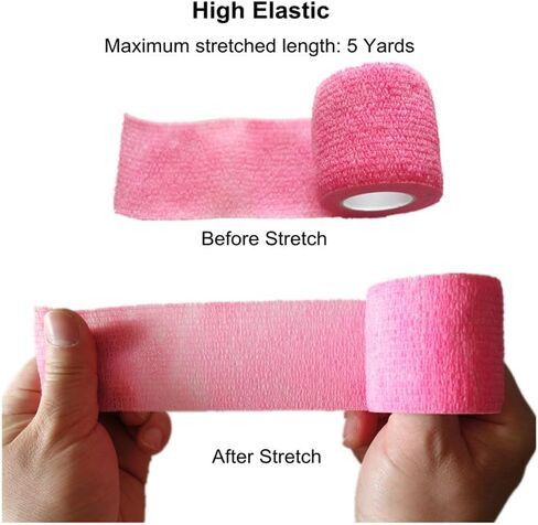 6 Pack 1 Inches Cohesive Bandage Self Adhesive Wrap Elastic Self Adherent Vet Wrap Breathable Self Stick Tape for Wrist, Ankle, Sports, Tatoo Wrap(5 Yards, Black) in Kuwait