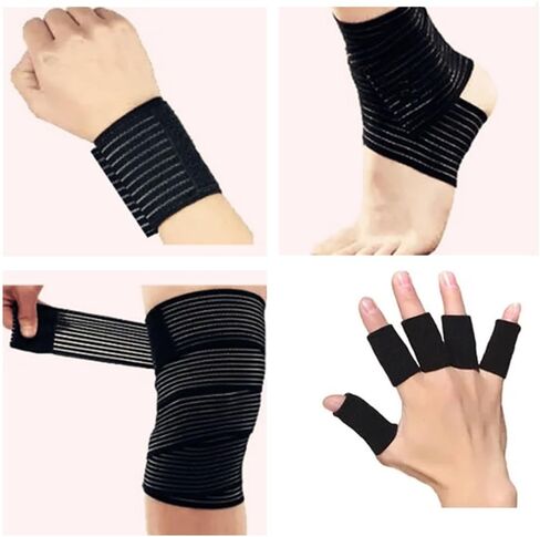 6 Pack 1 Inches Cohesive Bandage Self Adhesive Wrap Elastic Self Adherent Vet Wrap Breathable Self Stick Tape for Wrist, Ankle, Sports, Tatoo Wrap(5 Yards, Black) in Kuwait