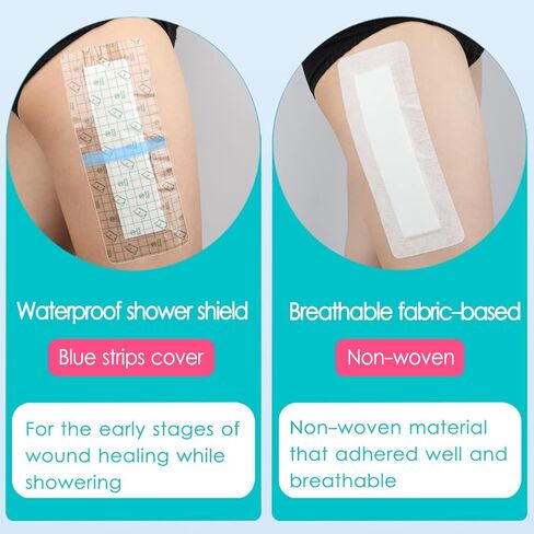 Adhesive Island Wound Dressings Bordered Gauze Breathable Bandage Patches with Non-Stick Pad for Knee Hip Replacement Arm Leg Abdominal Back Incision Cuts Injury 4"x6" (Pack of 10) in Kuwait