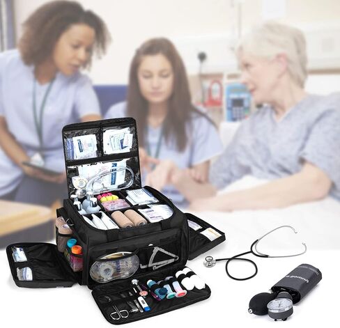 حقيبة تروناب للمستجيب الأول فارغة، حقيبة لوازم طبية احترافية حقيبة أدوات الإسعافات الأولية مع فواصل داخلية لممرضة الصحة المنزلية، رعاية المجتمع، EMT، EMS، حقيبة فقط، أحمر - تصميم حاصل على براءة اختراع in Kuwait
