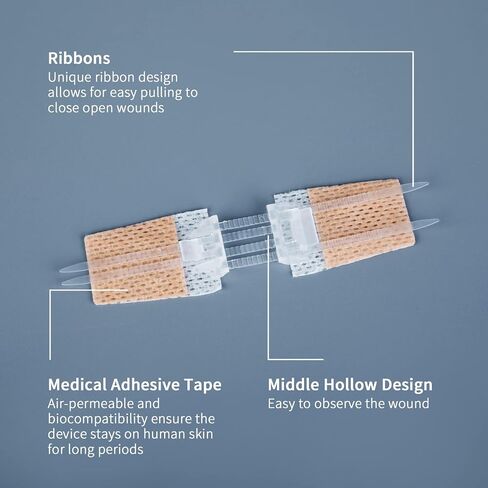 SEABIRD Wound Closure Strips, Emergency Laceration Closures Kits 2Pcs, Hospital Grade Rapid Skin Closure for Home Outdoor, Painless Repair Without Stitch, Bandages for Wound Care & First Aid, Beige in Kuwait