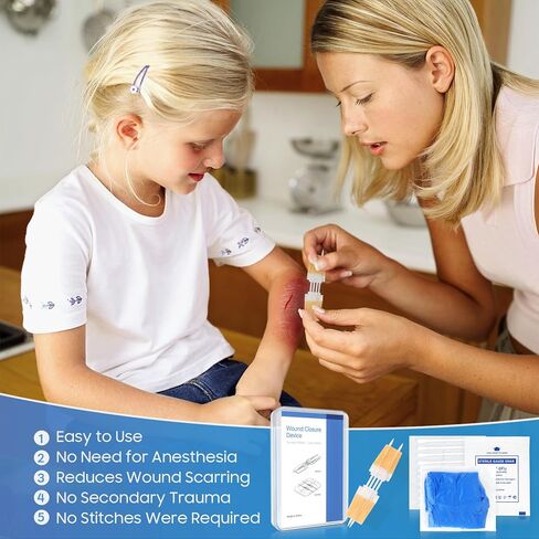 SEABIRD Wound Closure Strips, Emergency Laceration Closures Kits 2Pcs, Hospital Grade Rapid Skin Closure for Home Outdoor, Painless Repair Without Stitch, Bandages for Wound Care & First Aid, Beige in Kuwait