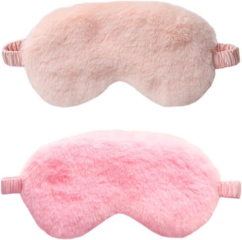 New Faux Fur Eye Mask 4PCS Soft Smooth Plush Satin Nap Eye Cover Sleeping Blindfold (Assorted 2 Colors) in Kuwait