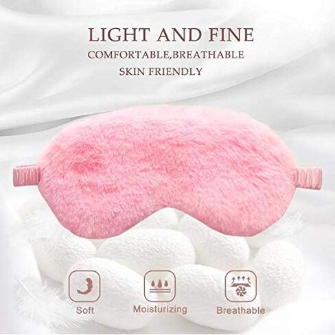 New Faux Fur Eye Mask 4PCS Soft Smooth Plush Satin Nap Eye Cover Sleeping Blindfold (Assorted 2 Colors) in Kuwait