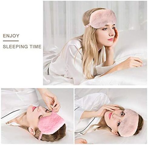 New Faux Fur Eye Mask 4PCS Soft Smooth Plush Satin Nap Eye Cover Sleeping Blindfold (Assorted 2 Colors) in Kuwait