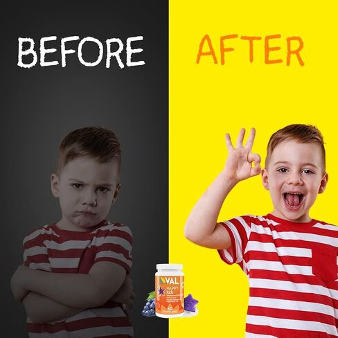 VAL Chewable Magnesium for Kids, Relaxation and Calm Formula, Glycinate, Citrate, Taurate, Vitamin B6, D, C, Natural Blueberry Flavor, Sugar Free, Gluten Free, Non-GMO, 60 Chewable Tablets in Kuwait