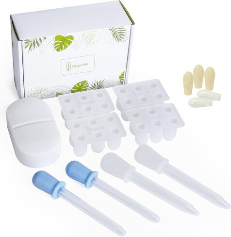 OrganiKit's Reusable Suppository Mold Kit - Eco-Friendly, 2ML, Silicone, Suppository Molds | Kit Includes 4 Suppository Mold Tray's, 4 Liquid Droppers, 1 Suppository Case. in Saudi Arabia