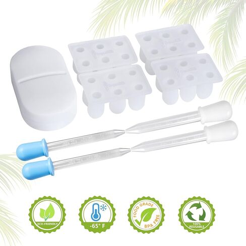 OrganiKit's Reusable Suppository Mold Kit - Eco-Friendly, 2ML, Silicone, Suppository Molds | Kit Includes 4 Suppository Mold Tray's, 4 Liquid Droppers, 1 Suppository Case. in Saudi Arabia