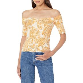 GUESS Women's Eco Half Sleeve Printed Jada Top in Saudi Arabia