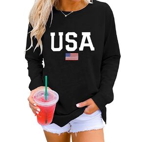 Dressmine Womens Casual Long Sleeve Graphic Tee Shirts Crew Neck Sweatshirts Pullover Tops for Women