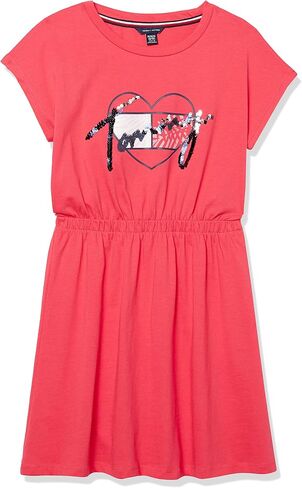 Tommy Hilfiger Girls' Short Sleeve Cotton T-Shirt Dress with Fun Prints & Patterns in Saudi Arabia