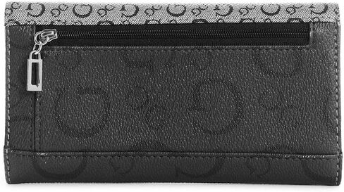 GUESS Women's Logo Print Twist Lock Trifold Slim Wallet Clutch Bag - Black in Saudi Arabia