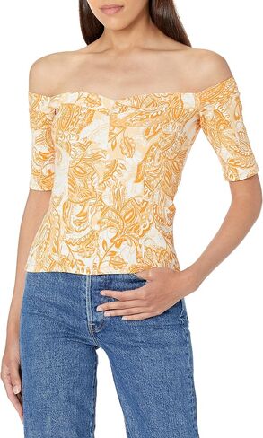 GUESS Women's Eco Half Sleeve Printed Jada Top in Saudi Arabia