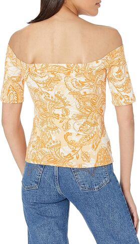 GUESS Women's Eco Half Sleeve Printed Jada Top in Saudi Arabia