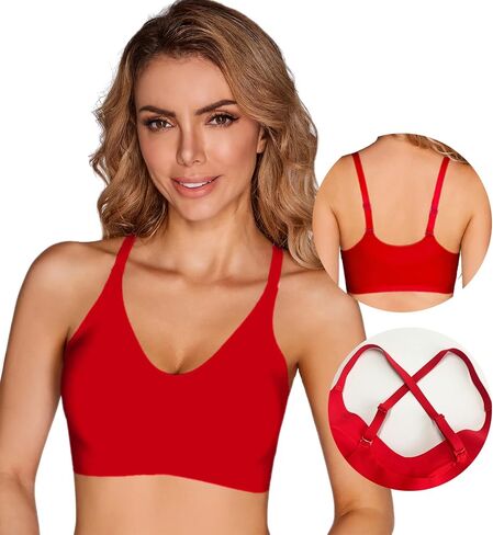 PRETTYWELL Bras for Women Comfort Seamless Bra, Cross Back Adjustable Bralette Bra, Wireless Everyday Bras for Women A-C Cup in Saudi Arabia