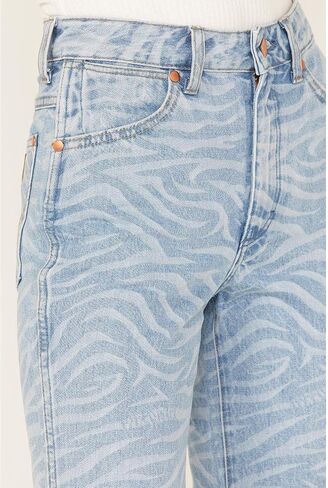 Wrangler Women's Meow Laser Tiger Print Wanderer Flare Jeans Blue 29W x 32L in Saudi Arabia