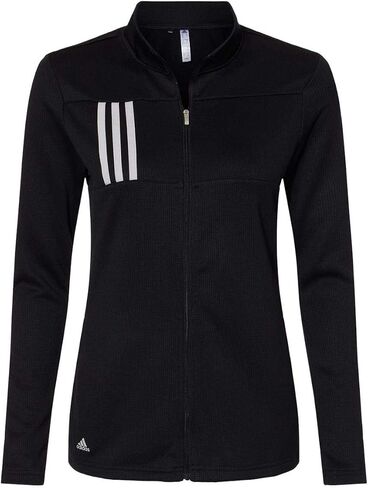 Adidas - Women's 3-Stripes Double Knit Full-Zip - A483 - L - Black/ Grey Two in Saudi Arabia