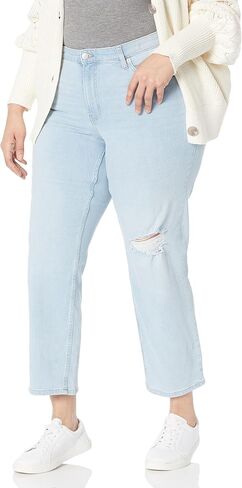 Calvin Klein Plus Size Jeans Women's Hi Rise Straight with Destruction in Saudi Arabia