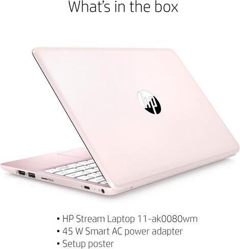 HP Diagonal HD Stream PC Laptop, Intel Celeron N4020 Processor, 4GB RAM, 64GB EMMC, 802.11ac, Bluetooth 4.2, HDMI, Windows 10 (Rose Pink), 11-11.99 inches (HP11ak) in Kuwait