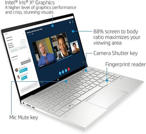 HP Envy 13 Laptop, 13.3" FHD 1080p Touchscreen, i7-1165G7 EVO, 8GB DDR4 RAM, 1TB SSD, Webcam with Shutter Switch, Backlit Keyboard, Fingerprint Reader, WiFi 6, Bluetooth 5, Windows 10 Home in Saudi Arabia